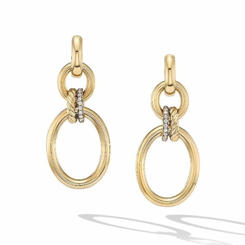 DY Mercer Circular Drop Earrings in 18K Yellow Gold with Pavé Diamonds