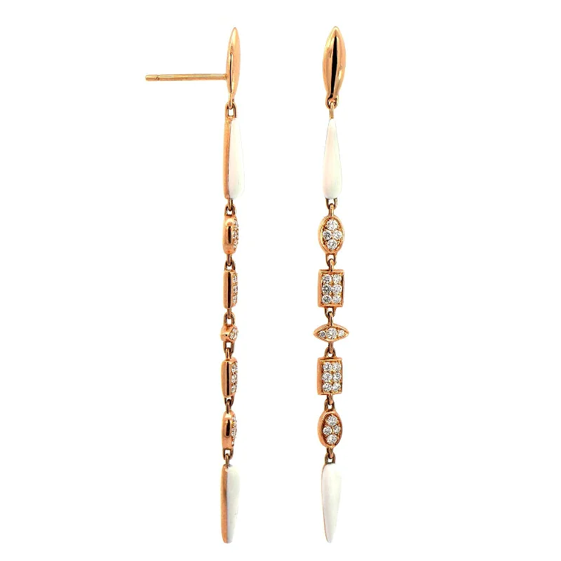 Etho Maria 18K Rose Gold Diamond and White Ceramic Drop Earrings