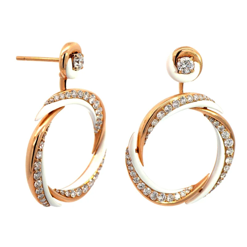 Etho Maria 18K Rose Gold Diamond and White Ceramic Hoop Earrings