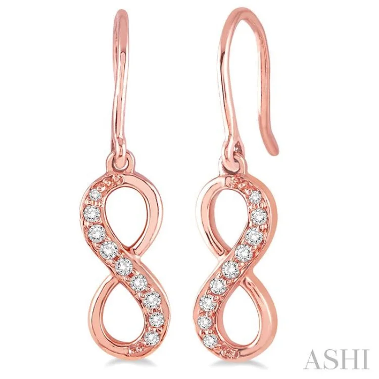 1/6 Ctw Round Cut Diamond Infinity Earrings in 14K Rose Gold