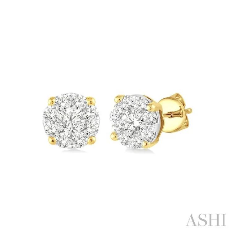 1/6 Ctw Lovebright Round Cut Diamond Earrings in 14K Yellow Gold