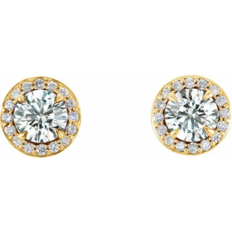 14K Yellow 3/4 CTW Natural Diamond Halo-Style Earrings