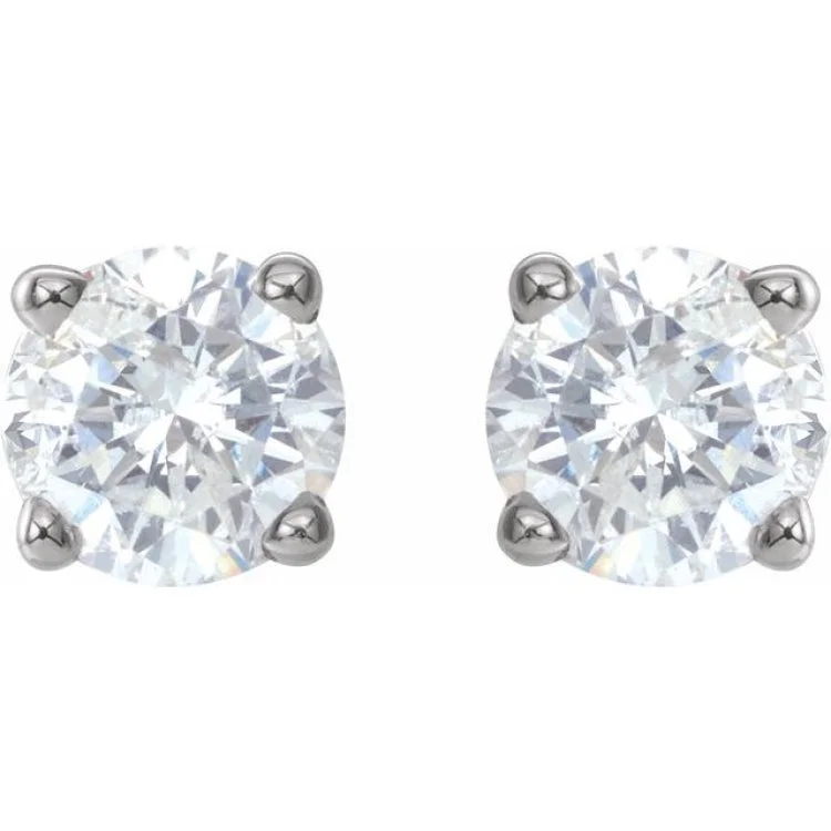 14K White 3/4 CTW Natural Diamond Stud Earrings with Friction Post