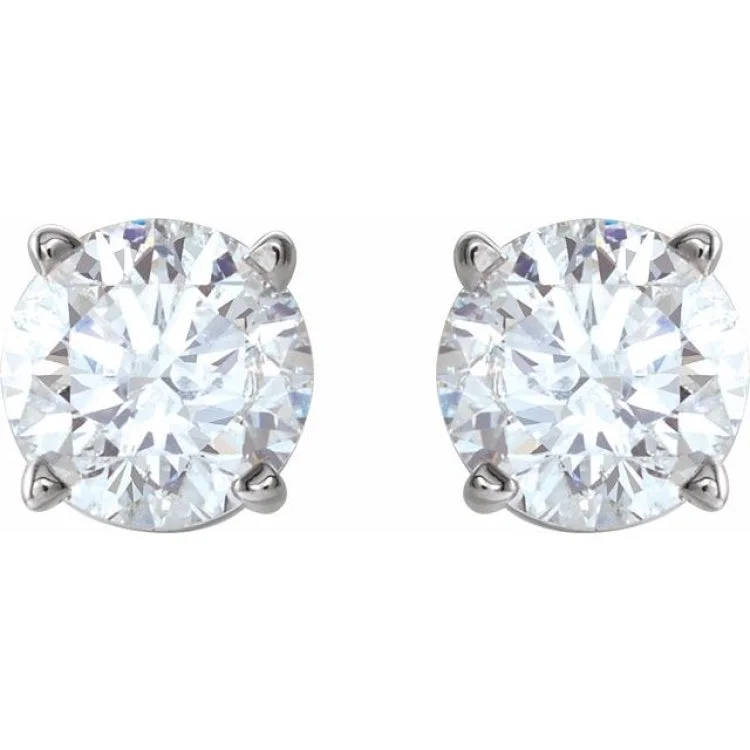 14K White 1 CTW Natural Diamond Stud Earrings with Friction Post