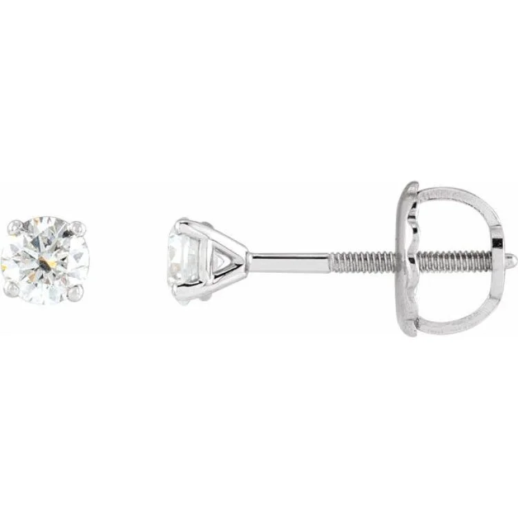 14K White 1/4 CTW Natural Diamond Cocktail-Style Threaded Post Earrings