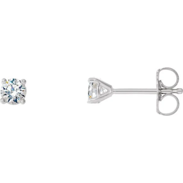 14K White 1/8 CTW Natural Diamond Cocktail-Style Friction Post Earrings