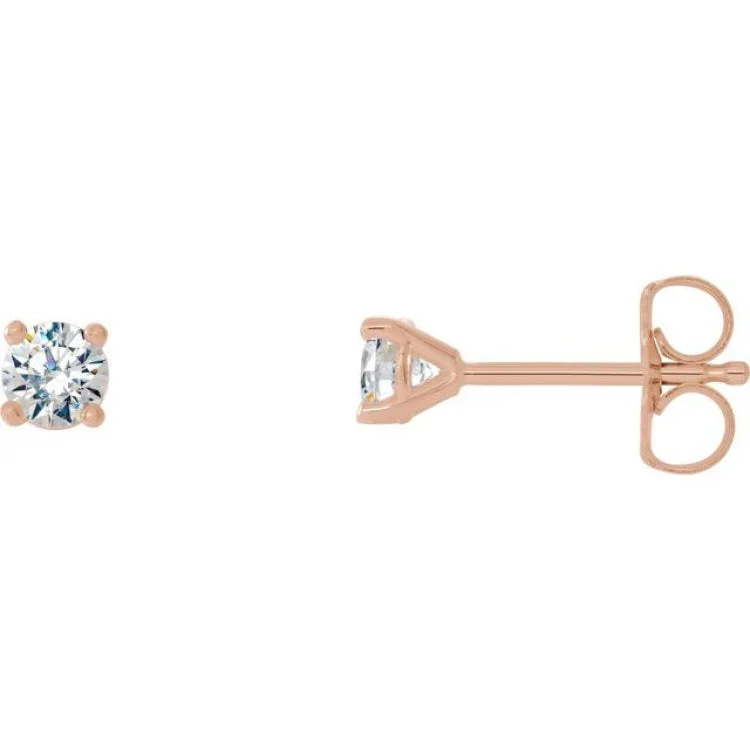 14K Rose 1/8 CTW Natural Diamond Cocktail-Style Friction Post Earrings