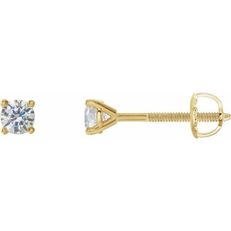 14K Yellow 1/8 CTW Natural Diamond Cocktail-Style Threaded Post Earrings