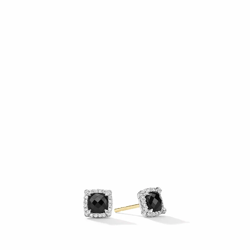 Petite Chatelaine® Pavé Bezel Stud Earrings with Black Onyx and Diamonds