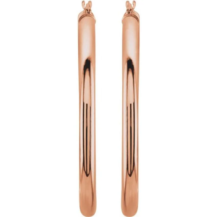 14K Rose 40 mm Tube Hoop Earrings