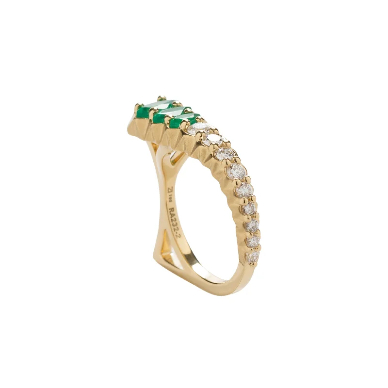 Emerald Double Point Ring