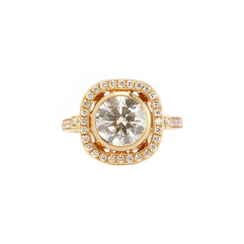 Round and Bezel Cut Laurel II Ring