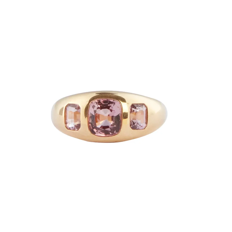 3-Stone Pink Spinel Ring