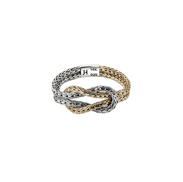 John Hardy Love Knot Mixed Metals Double Chain Ring, 1.8mm