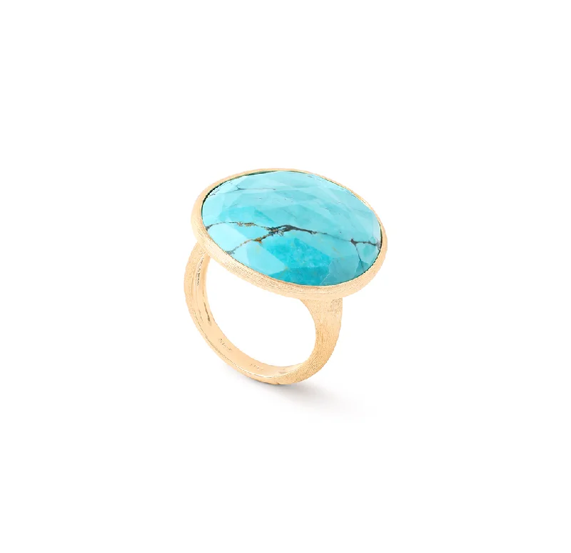 Marco Bicego Lunaria Yellow Gold Turquoise Cocktail Ring