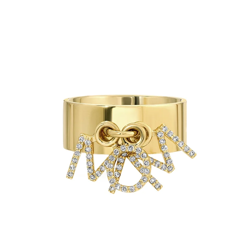 Three Diamond Initial "MOM" Charm Cigar Band