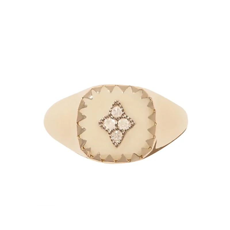 White Pierrot Signet Ring