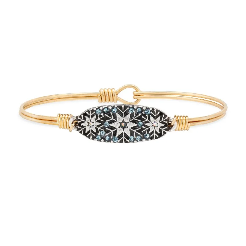 Snowflake Medley Brass Bangle Bracelet