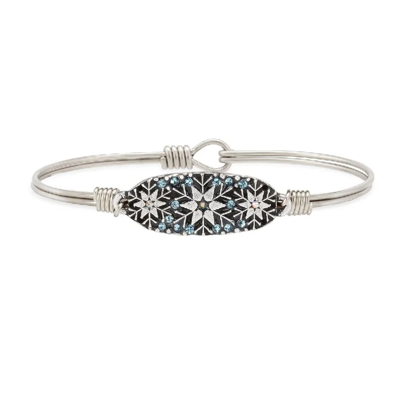 Snowflake Medley Silver Bangle Bracelet