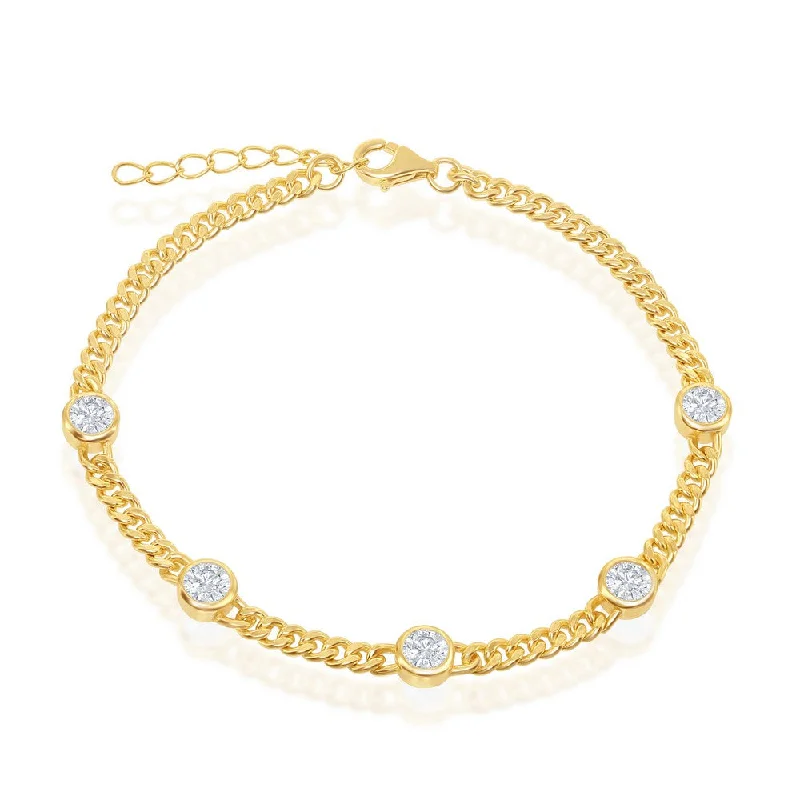 SS Gold Plated CZ By The Yard Bracelet