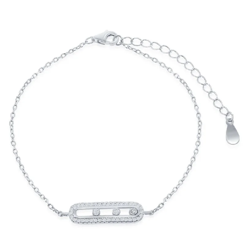 SS Rectangle with Sliding Bezel Set CZ Bracelet