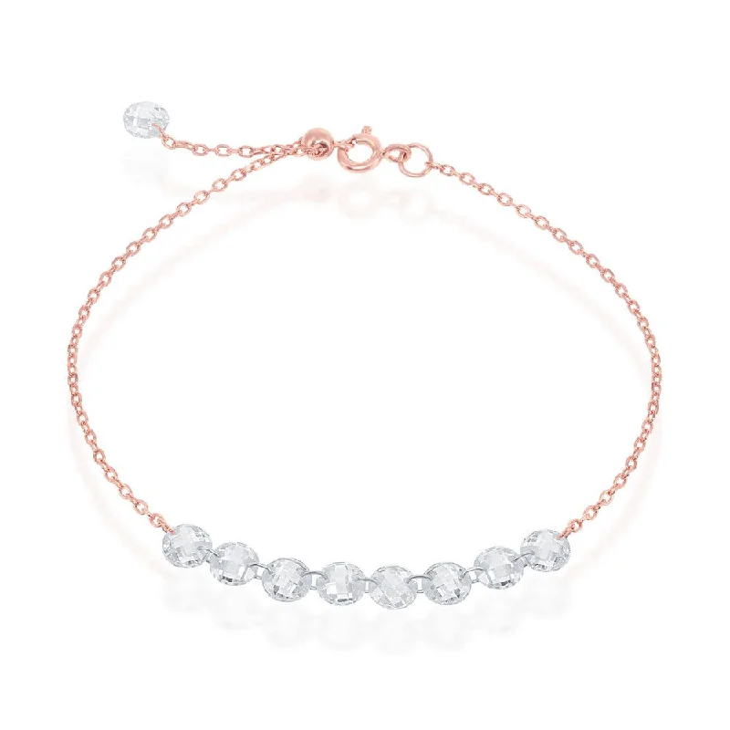 SS Rose Gold Plated Linked CZ Bracelet