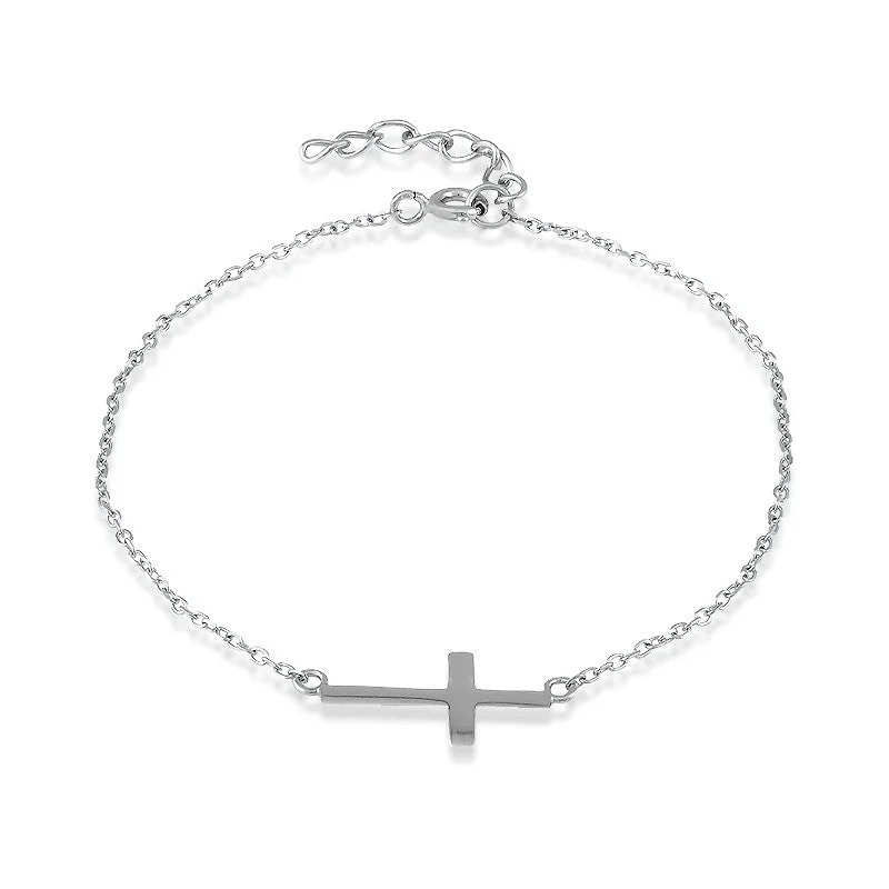 SS Sideways Cross Bracelet