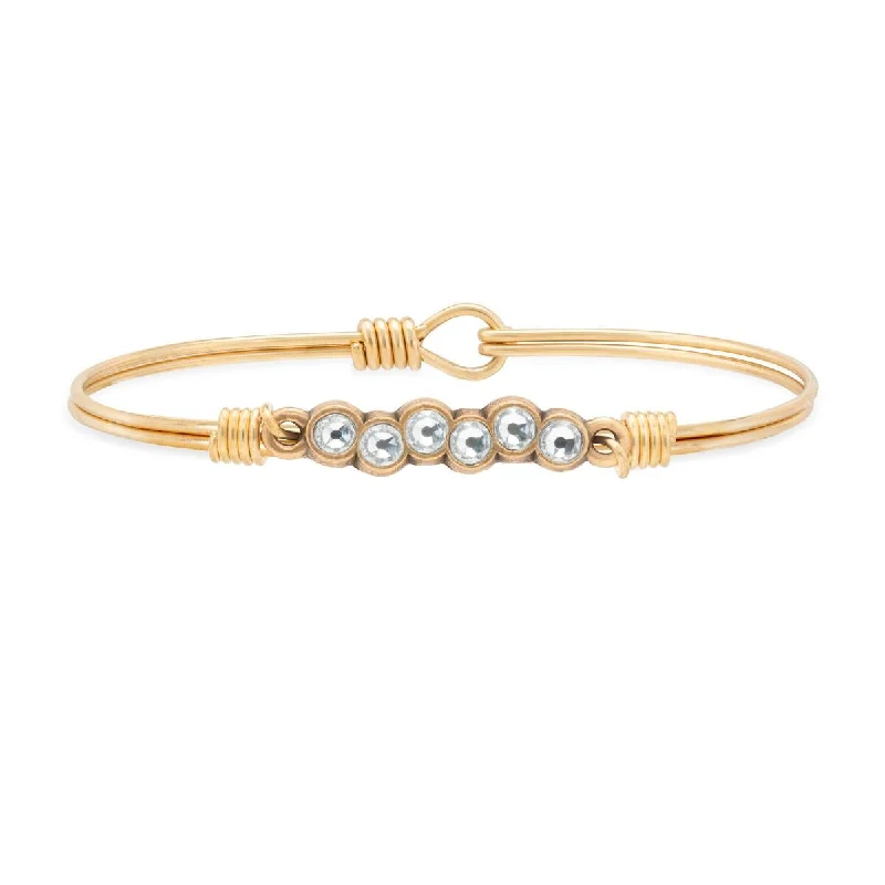 Starlight White Crystal Brass Bangle Bracelet