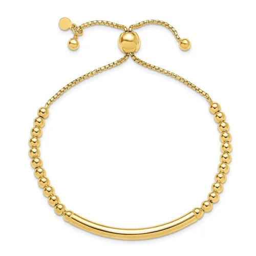 Sterling Gold-plated Beaded Adjustable Bolo Bracelet