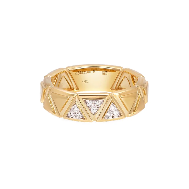 Three Pave Triangolini Ring