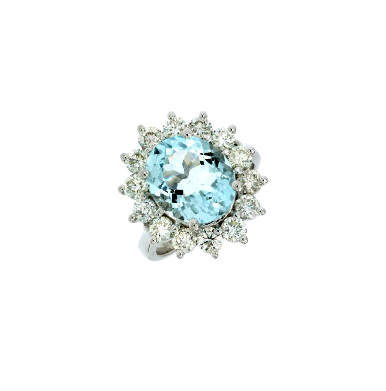 Sabel Collection White Gold Aquamarine and Diamond Accent Ring