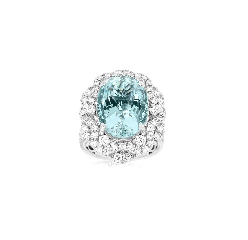 Sabel Collection White Gold Aquamarine and Diamond Ring