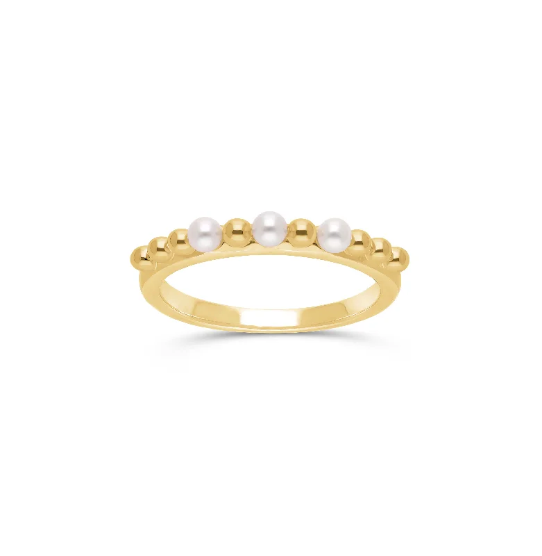 Sabel Collection Yellow Gold Bead and Pearl Ring