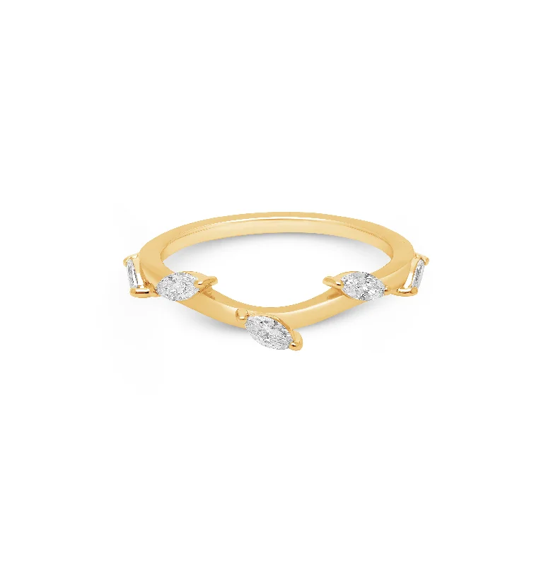 Sabel Collection Yellow Gold Marquise Diamond Curved Ring