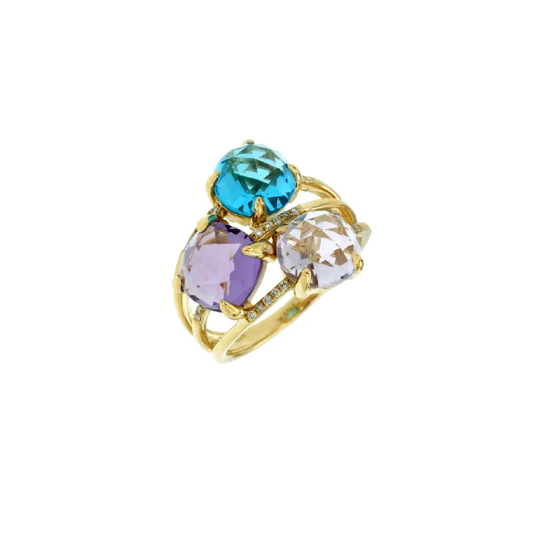 Sabel Collection Yellow Gold Mixed Gemstone Ring