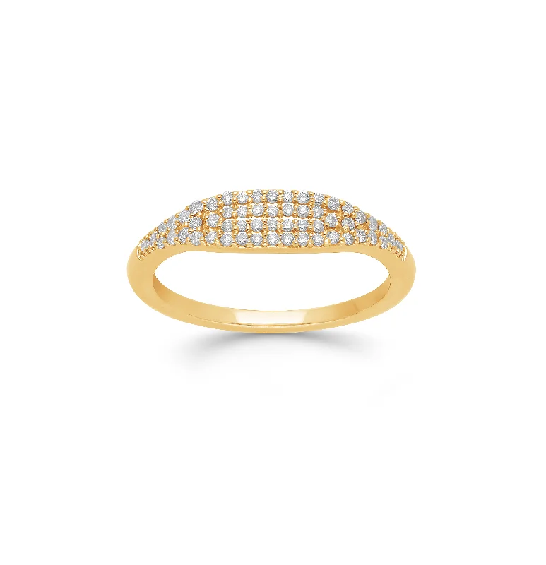 Sabel Collection Yellow Gold Round Diamond Pave Ring