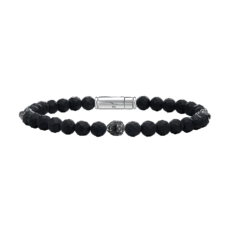 Bulova Marc Anthony Collection Sterling Silver and Onyx Bracelet