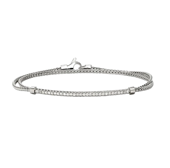 John Hardy Essentials Sterling Silver Pave Diamond Bracelet