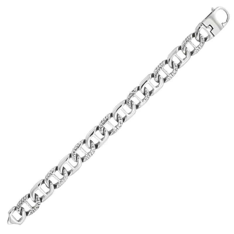 King by Simone I Smith Stainless Steel 8.5-inch 13MM Mariner Link Bracelet