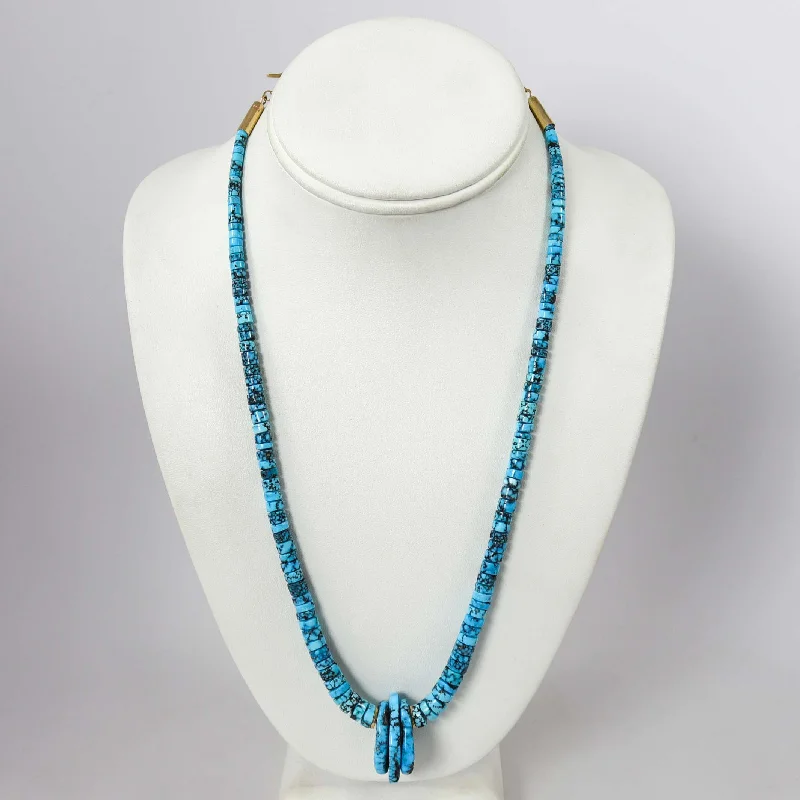 Kingman Turquoise and Gold Necklace