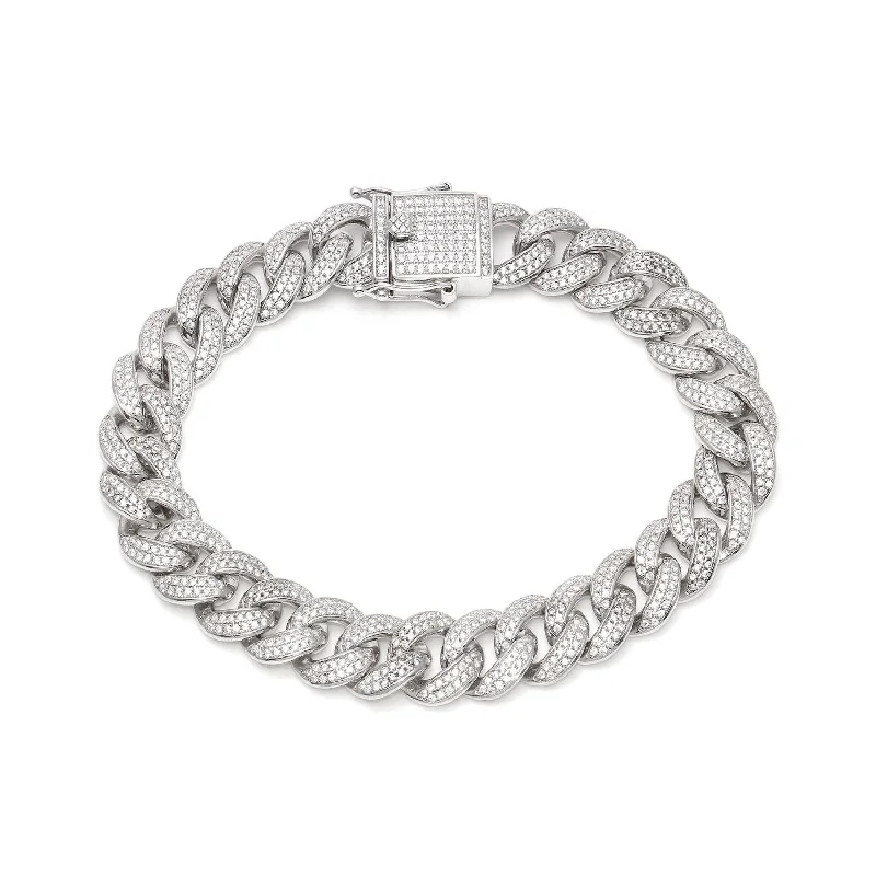 Luxe Layers Sterling Silver Cubic Zirconia 8.5-inch 11.5MM Miami Cuban Link Pave Bracelet