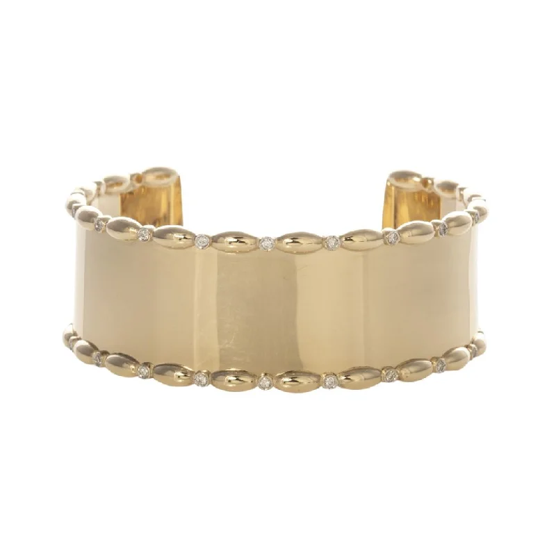 The Mary Collection Diamond Polished Oval Wide Cuff Bracelet