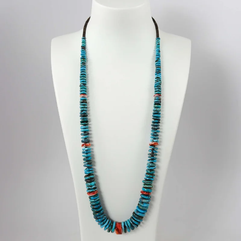 Turquoise and Spiny Oyster Necklace