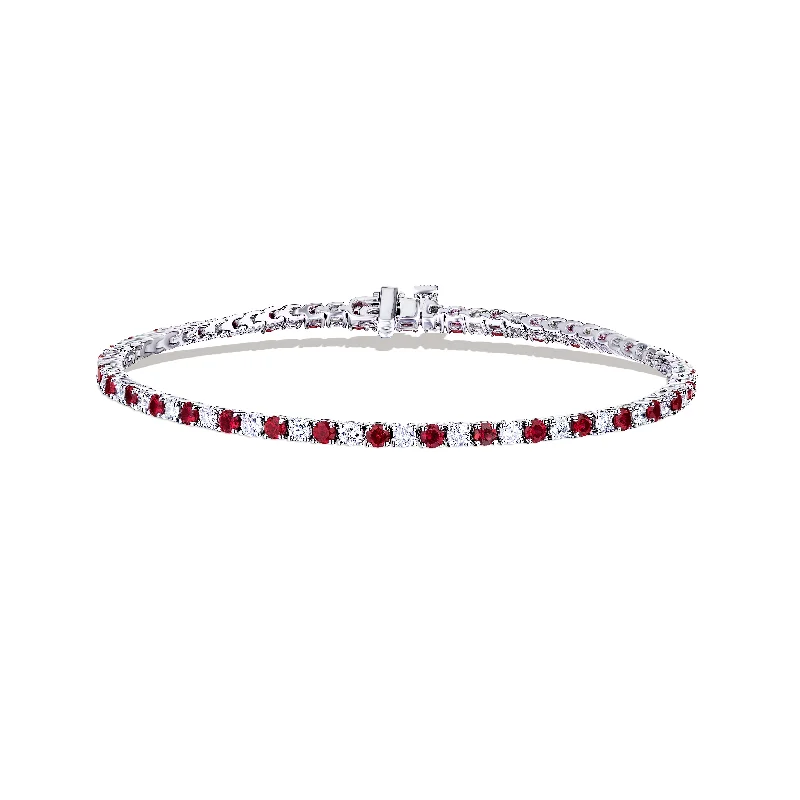 Sabel Collection White Gold Ruby and Diamond Tennis Bracelet