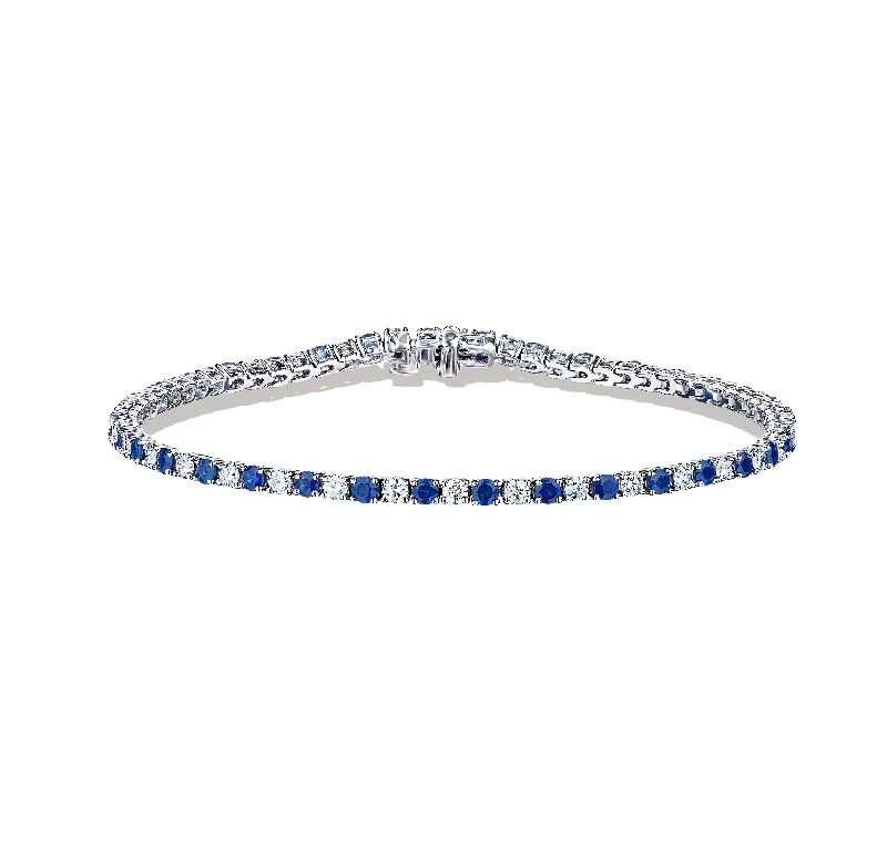 Sabel Collection White Gold Sapphire and Diamond Tennis Bracelet